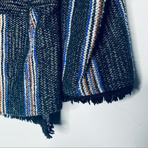 Anthropologie Current Air black striped fringed sweater size Small - Picture 4 of 9